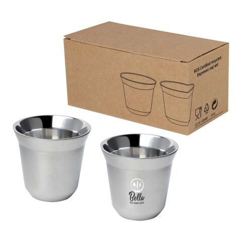 Juego de tazas para espresso de acero inoxidable de 80 ml con certificado RCS &quot;Duo&quot;  Estándar | Plata | sin montaje de publicidad | no disponible | no disponible