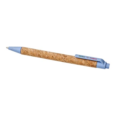 Bolígrafo de corcho y paja de trigo &quot;Midar&quot; Estándar | beige-Azul claro | sin montaje de publicidad | no disponible | no disponible