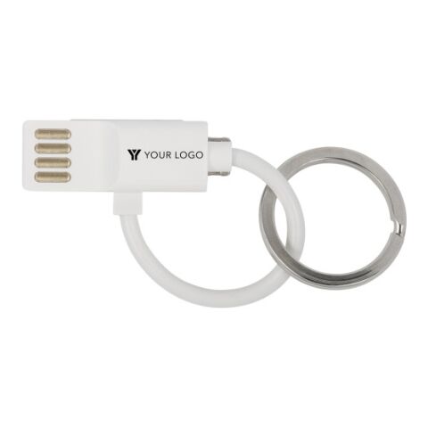 Cable USB de ABS con llavero. blanco | sin montaje de publicidad | no disponible | no disponible