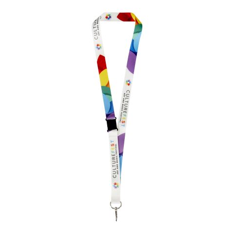 Lanyard de RPET con sublimación y cierre de seguridad &quot;Lois&quot; Estándar | Blanco | 10mm | sin montaje de publicidad | no disponible | no disponible