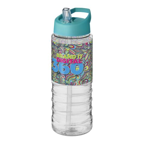Bidón deportivo con tapa con boquilla de 750 ml &quot;H2O Treble&quot; blanco-Azul aqua | sin montaje de publicidad | no disponible | no disponible