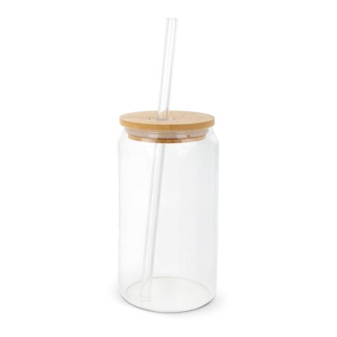 Vaso con tapa de bambú y pajita 450 ml