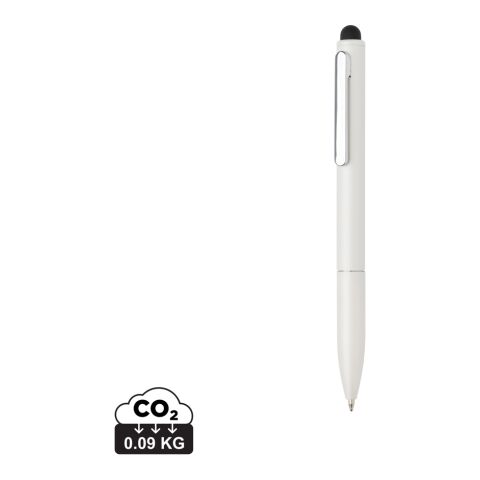 Bolígrafo Kymi aluminio reciclado RCS con lápiz óptico blanco | sin montaje de publicidad | no disponible | no disponible